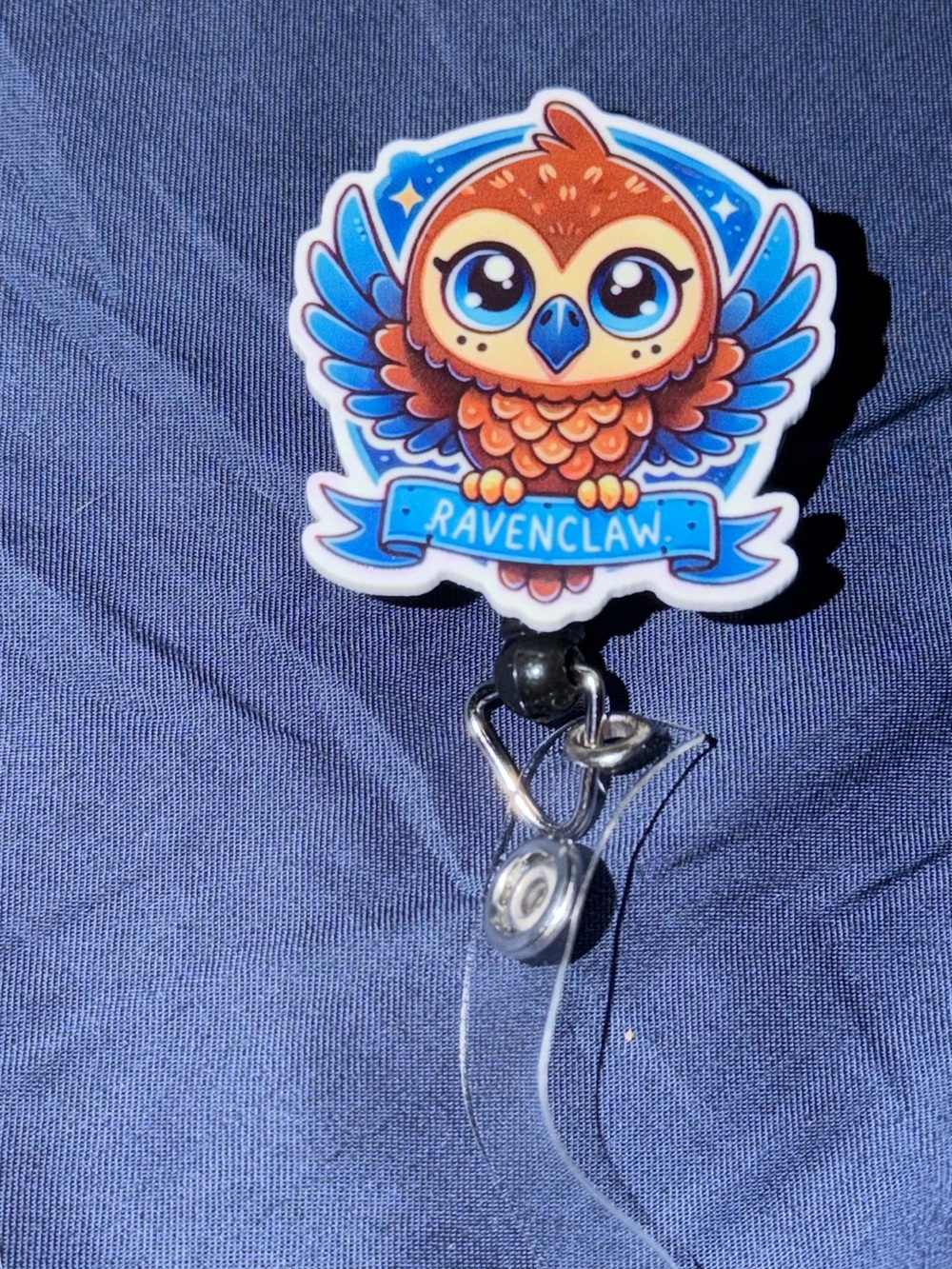 Ravenclaw Owl Badge Reel in Blue and Orange
